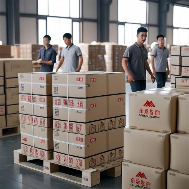 Warehouse worker combining multiple supplier parcels into one consolidated shipment