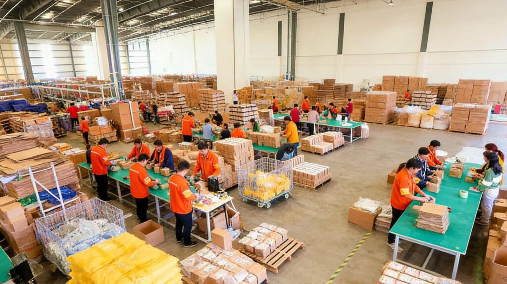 China warehouse consolidating multiple 1688 supplier orders for international shipping