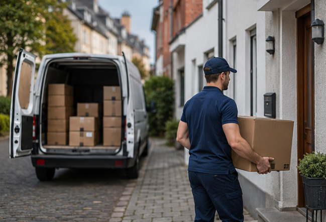 European last mile courier delivering a DDP shipment after customs clearance