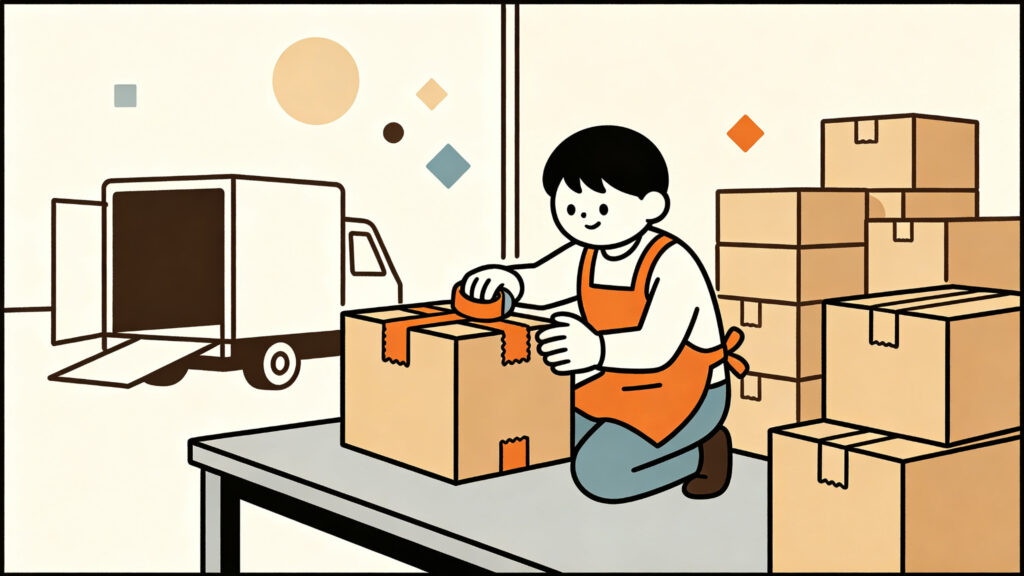 Securely repacked and reinforced carton ready for international shipping