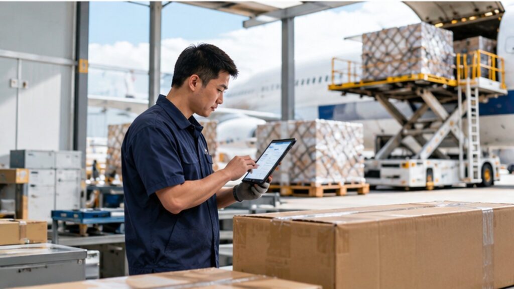Freight forwarder reviewing alternative air shipping options for an oversized package from China